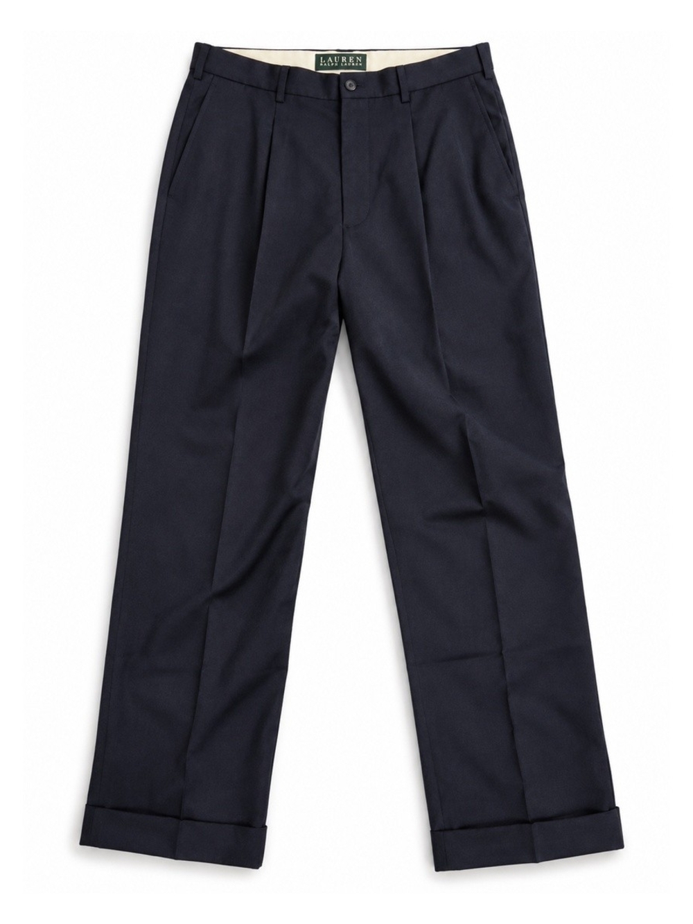 Lauren Ralph Lauren Navy 100% Wool Pleated Cuffed Dress Pants 32x32 NWT